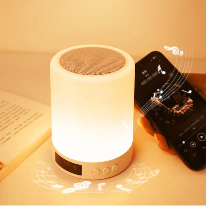 S66 Touch Control Wireless Cylinder Colorful Night Light Bluetooth-compatible Speaker Alarm Clock Desk Decoration - 3