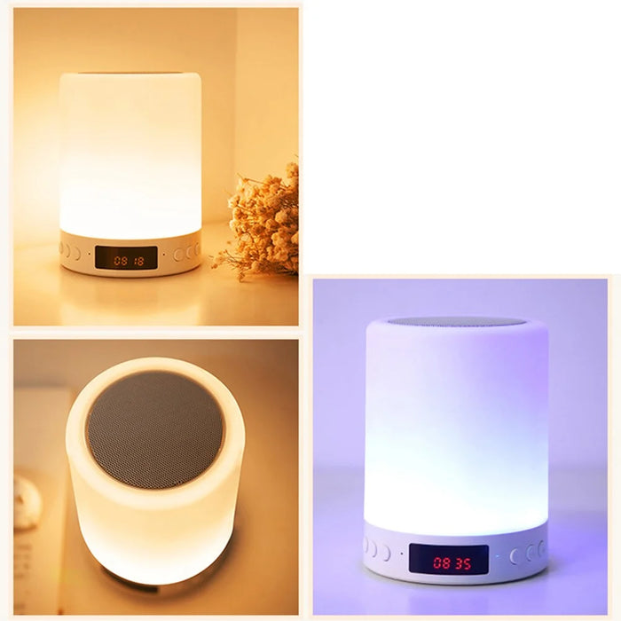 S66 Touch Control Wireless Cylinder Colorful Night Light Bluetooth-compatible Speaker Alarm Clock Desk Decoration - 5