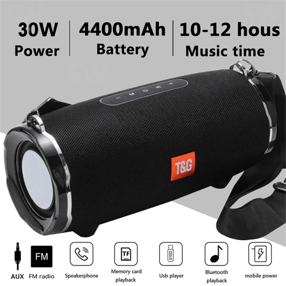 T&G TG187 Wireless Bluetooth-compatible Speaker Waterproof FM TF Stereo Subwoofer with Shoulder Strap (CE Certificated) - Red - 6