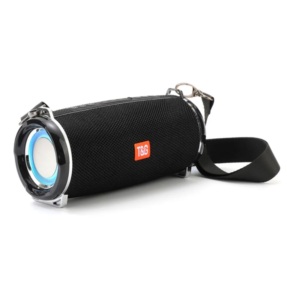 T&G TG192 Portable Outdoor Bluetooth-compatible Speaker TF Card U-Disk FM Wireless Subwoofer with Colorful Flashing LED Light - Black - 1