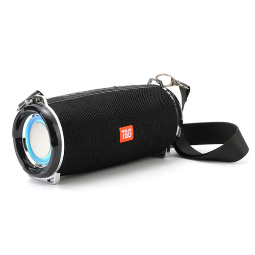 T&G TG192 Portable Outdoor Bluetooth-compatible Speaker TF Card U-Disk FM Wireless Subwoofer with Colorful Flashing LED Light - Black - 1
