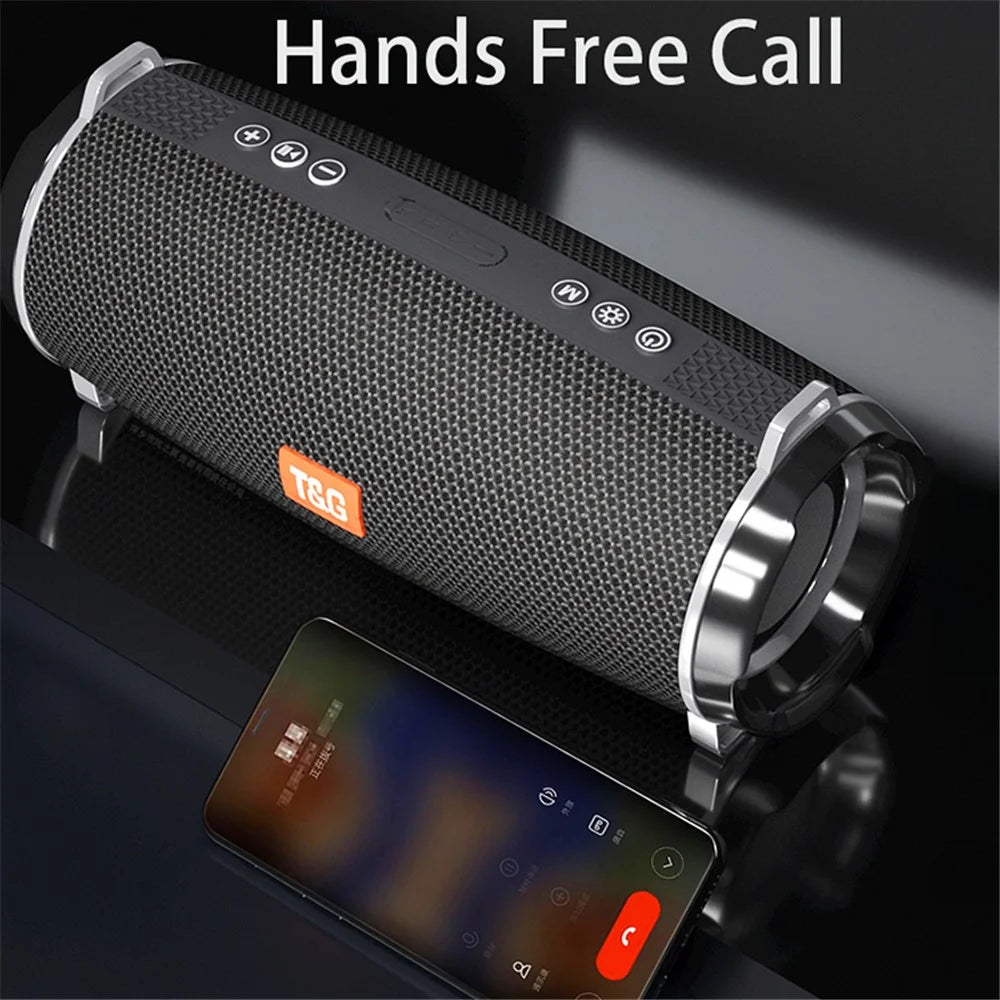 T&G TG192 Portable Outdoor Bluetooth-compatible Speaker TF Card U-Disk FM Wireless Subwoofer with Colorful Flashing LED Light - Black - 2