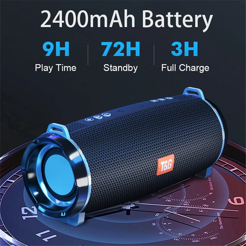 T&G TG192 Portable Outdoor Bluetooth-compatible Speaker TF Card U-Disk FM Wireless Subwoofer with Colorful Flashing LED Light - Black - 3