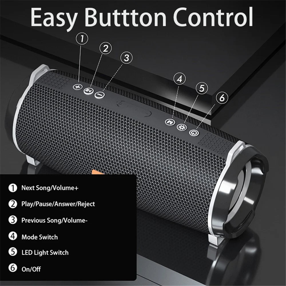 T&G TG192 Portable Outdoor Bluetooth-compatible Speaker TF Card U-Disk FM Wireless Subwoofer with Colorful Flashing LED Light - Black - 4