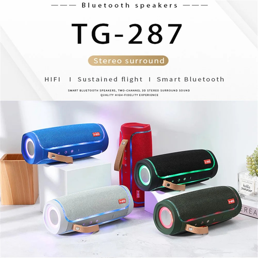 T&G TG287 Portable LED Flashing Wireless Speaker Bluetooth-compatible TF U-Disk FM Stereo Music Subwoofer (CE Certificated) - Black - 2