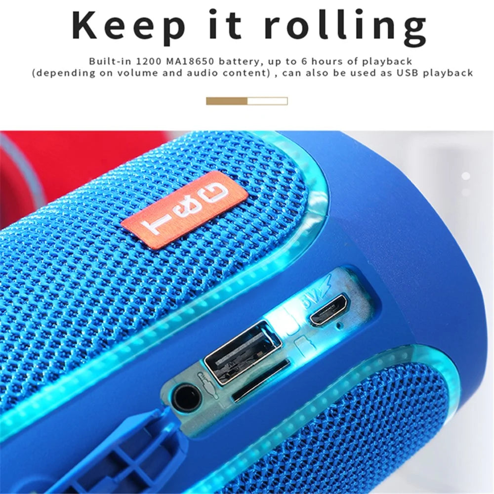 T&G TG287 Portable LED Flashing Wireless Speaker Bluetooth-compatible TF U-Disk FM Stereo Music Subwoofer (CE Certificated) - Black - 4