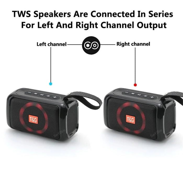 T&G TG193 Sports Bluetooth-compatible Speaker LED Light Wireless Loudspeaker Waterproof Portable Outdoor Subwoofer Boombox (CE Certificated) - Black - 5