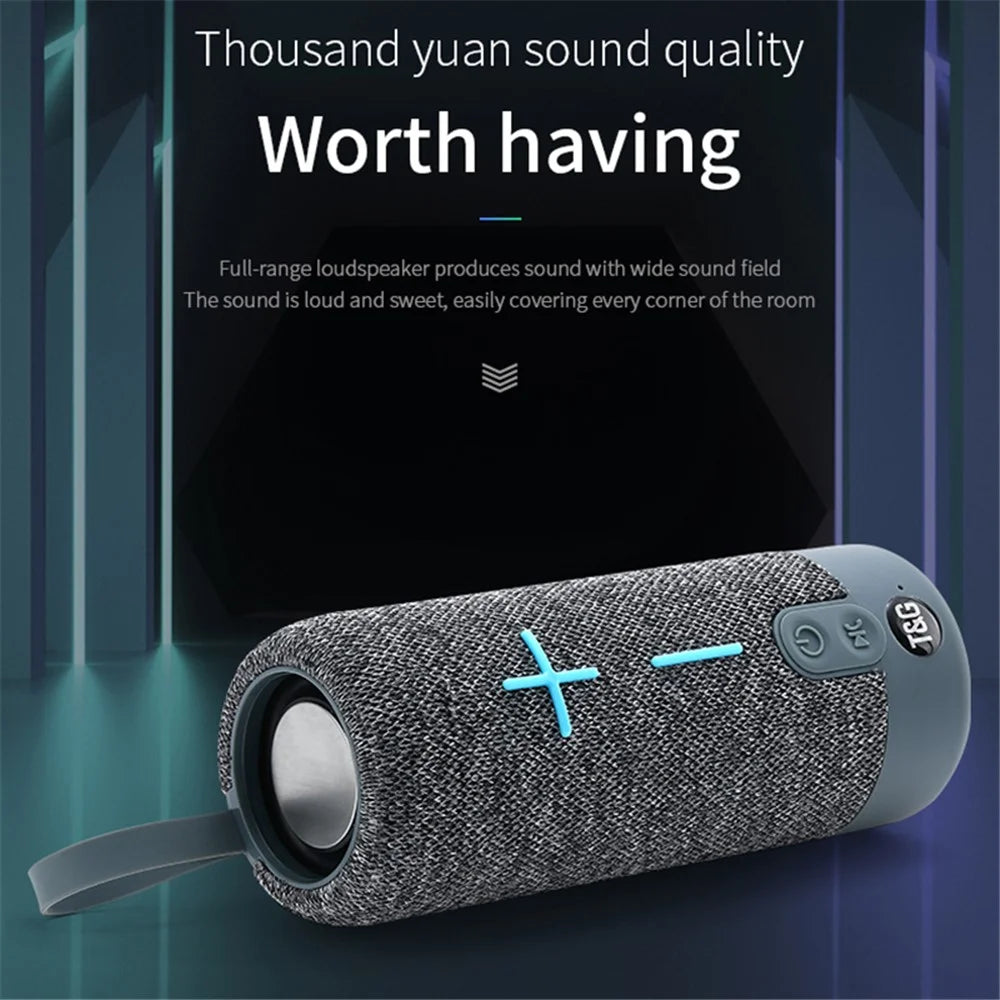 T&G TG619 Fabric Portable Speaker Bluetooth-compatible TWS Wireless Bass Subwoofer Waterproof Outdoor Loudspeaker Boombox (CE Certificated) - Grey - 2