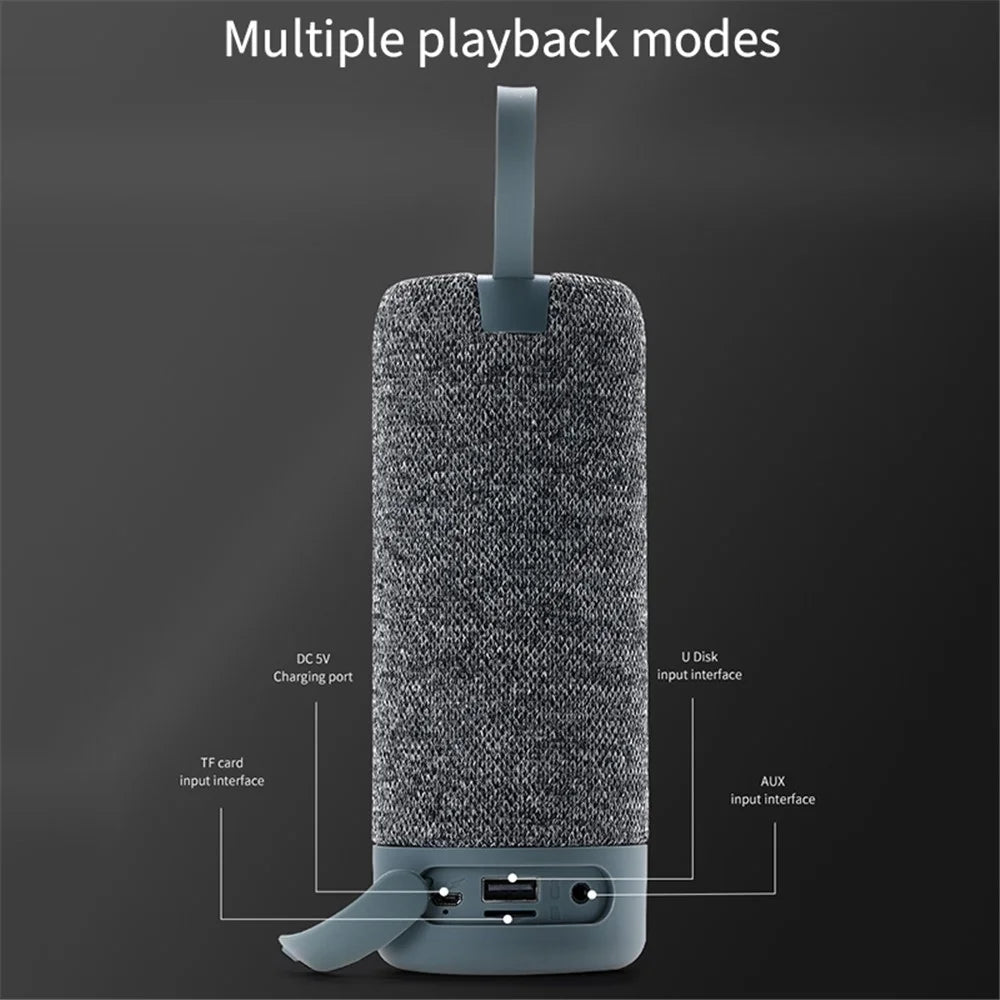 T&G TG619 Fabric Portable Speaker Bluetooth-compatible TWS Wireless Bass Subwoofer Waterproof Outdoor Loudspeaker Boombox (CE Certificated) - Grey - 4