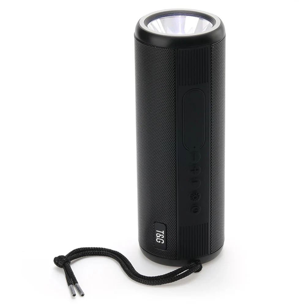 T&G TG635 Bluetooth-compatible Music Subwoofer Waterproof Portable Outdoor Wireless Speaker with LED Flashlight Support TF Card FM Radio Aux Input (CE) - Black - 2