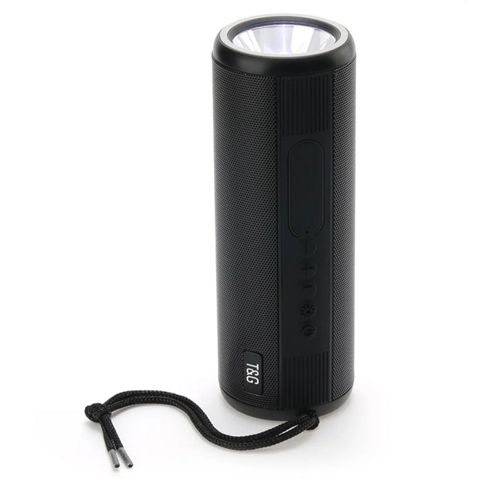T&G TG635 Bluetooth-compatible Music Subwoofer Waterproof Portable Outdoor Wireless Speaker with LED Flashlight Support TF Card FM Radio Aux Input (CE) - Black - 2