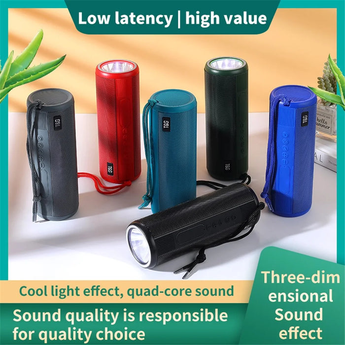 T&G TG635 Bluetooth-compatible Music Subwoofer Waterproof Portable Outdoor Wireless Speaker with LED Flashlight Support TF Card FM Radio Aux Input (CE) - Black - 6