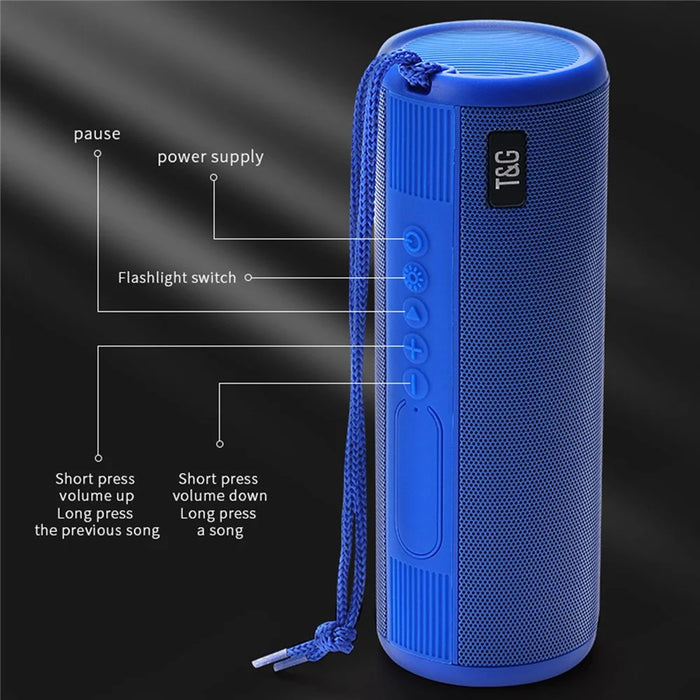 T&G TG635 Bluetooth-compatible Music Subwoofer Waterproof Portable Outdoor Wireless Speaker with LED Flashlight Support TF Card FM Radio Aux Input (CE) - Black - 7