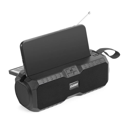 Solar Rechargeable Outdoor Bluetooth-compatible Speaker Radio Broadcasting Small Speaker Subwoofer Voice Box - Black - 1