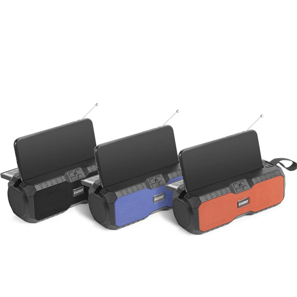 Solar Rechargeable Outdoor Bluetooth-compatible Speaker Radio Broadcasting Small Speaker Subwoofer Voice Box - Black - 5