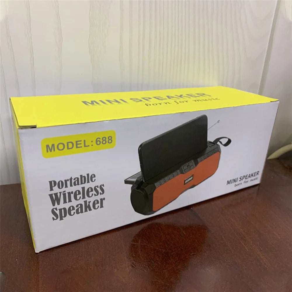Solar Rechargeable Outdoor Bluetooth-compatible Speaker Radio Broadcasting Small Speaker Subwoofer Voice Box - Black - 6