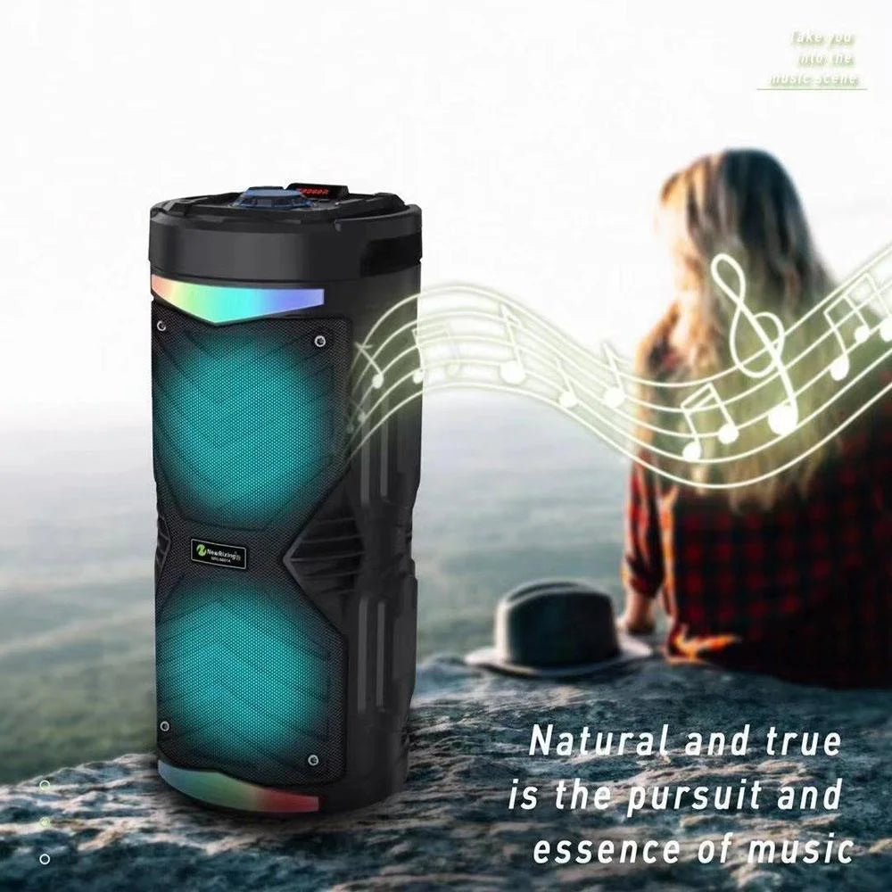 NEWRIXING NRG6601A Portable Karaoke Wireless Bluetooth-compatible Speaker Outdoor 20W High Power Audio Amplifier Support TF Card/AUX/USB/FM Radio - Black - 2