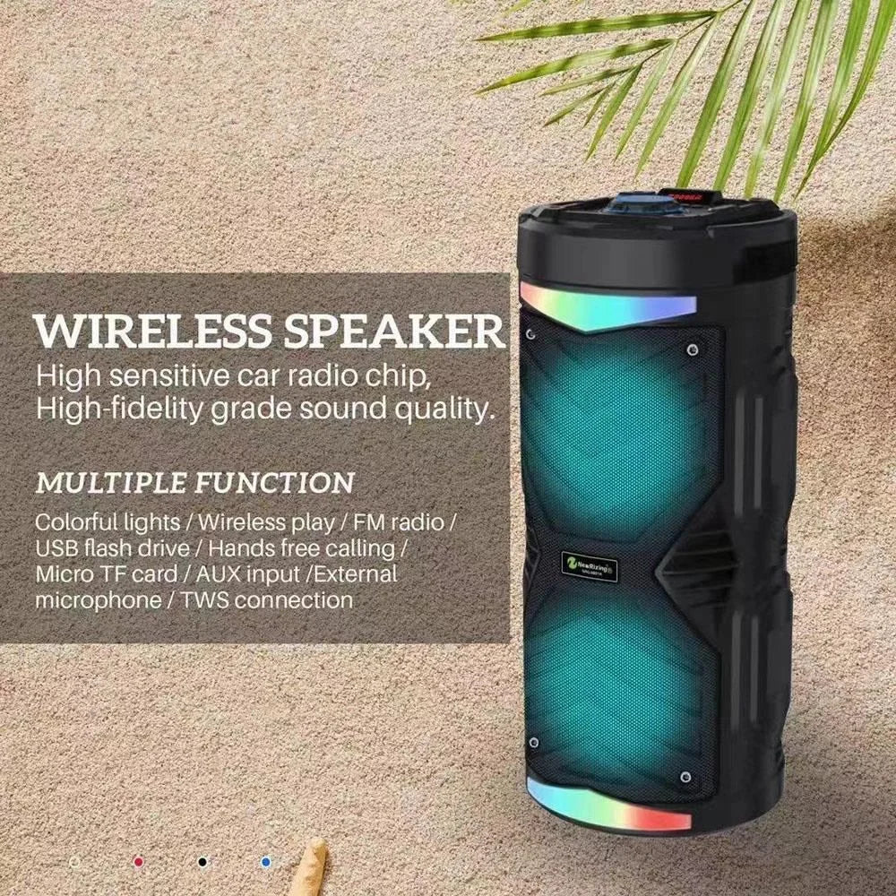 NEWRIXING NRG6601A Portable Karaoke Wireless Bluetooth-compatible Speaker Outdoor 20W High Power Audio Amplifier Support TF Card/AUX/USB/FM Radio - Black - 3