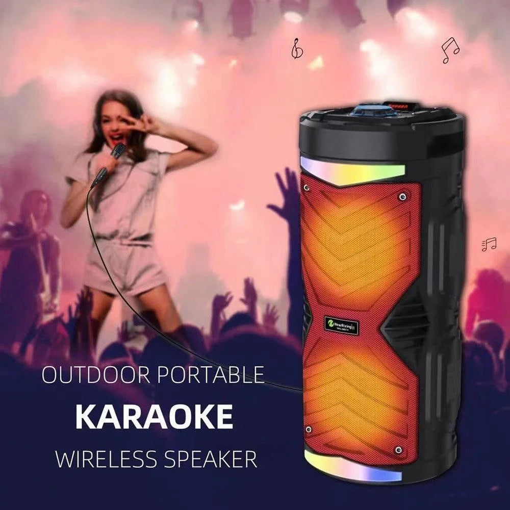 NEWRIXING NRG6601A Portable Karaoke Wireless Bluetooth-compatible Speaker Outdoor 20W High Power Audio Amplifier Support TF Card/AUX/USB/FM Radio - Black - 5