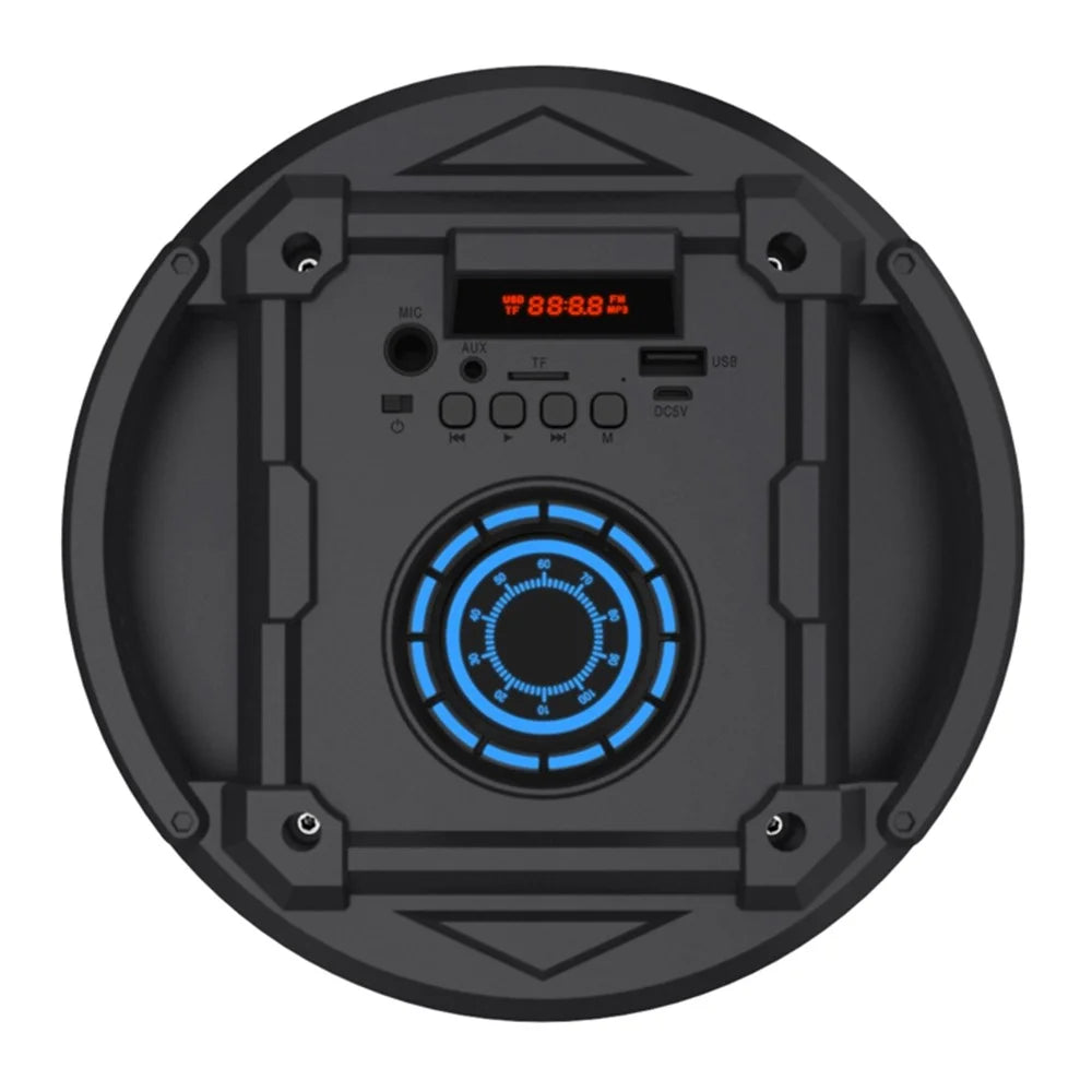 NEWRIXING NRG6601A Portable Karaoke Wireless Bluetooth-compatible Speaker Outdoor 20W High Power Audio Amplifier Support TF Card/AUX/USB/FM Radio - Black - 7