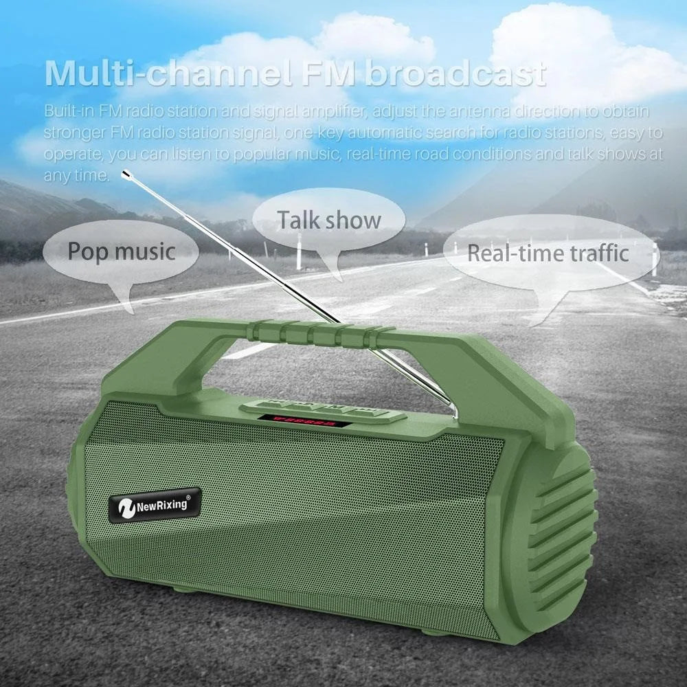NEWRIXING NR4025 Wireless Bluetooth-compatible Speaker Portable TWS Speaker 10W Stereo Sound Amp Support TF Card/FM - Black - 6