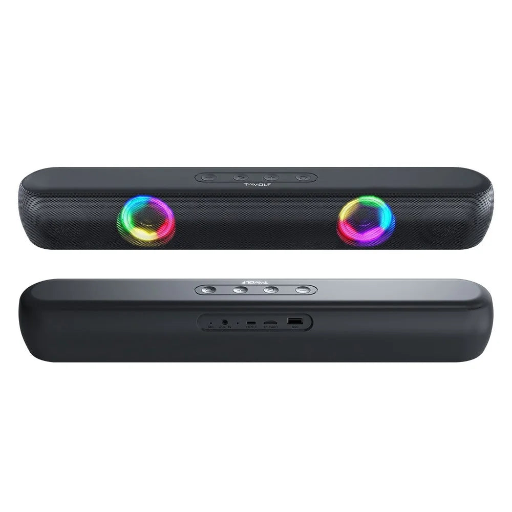 T-WOLF B320 Desktop Stereo Speaker Wireless Bluetooth-compatible Speaker with RGB Light Portable Sound Amp for Home Office - 1