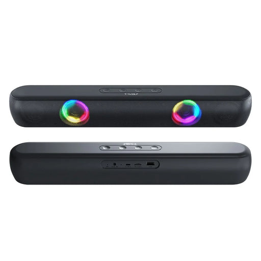 T-WOLF B320 Desktop Stereo Speaker Wireless Bluetooth-compatible Speaker with RGB Light Portable Sound Amp for Home Office - 1