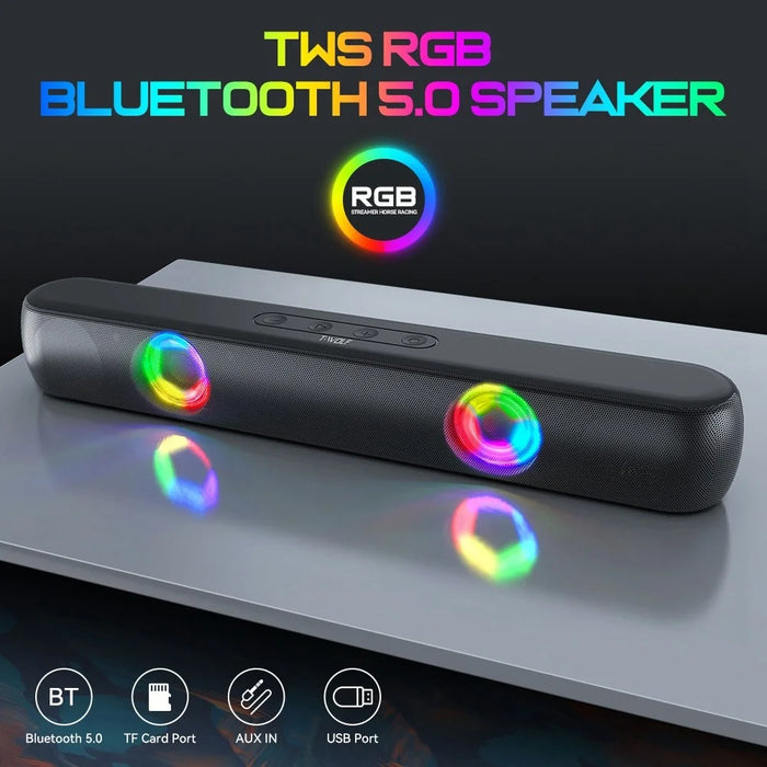 T-WOLF B320 Desktop Stereo Speaker Wireless Bluetooth-compatible Speaker with RGB Light Portable Sound Amp for Home Office - 4