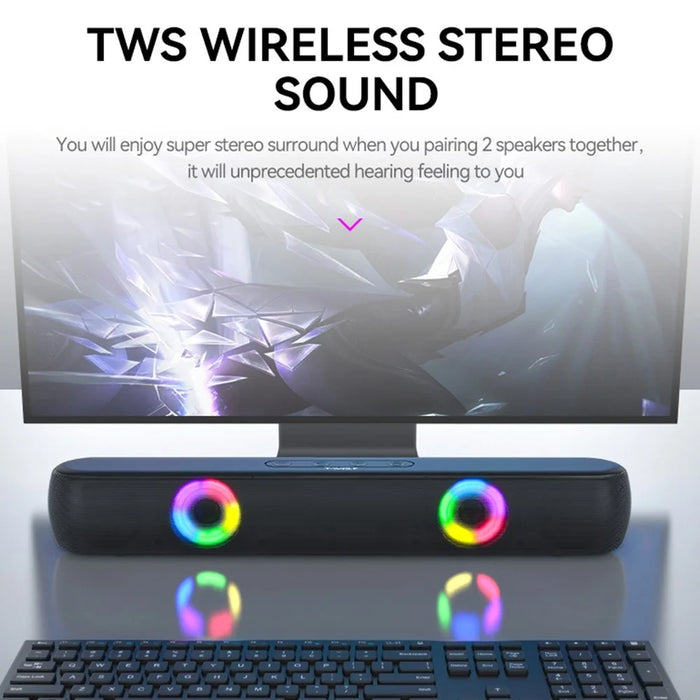 T-WOLF B320 Desktop Stereo Speaker Wireless Bluetooth-compatible Speaker with RGB Light Portable Sound Amp for Home Office - 6