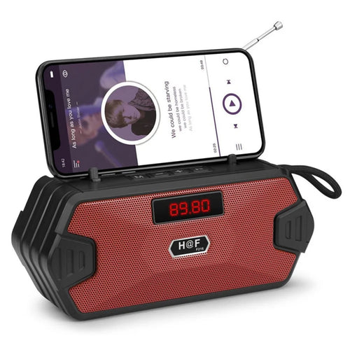 H/F-F216 Wireless Bluetooth-compatible Speaker Outdoor TF Card/U Disk Mini Subwoofer Portable Audio Voice Amp Support FM Radio with External Retractable Antenna/Phone Holder - Red - 1