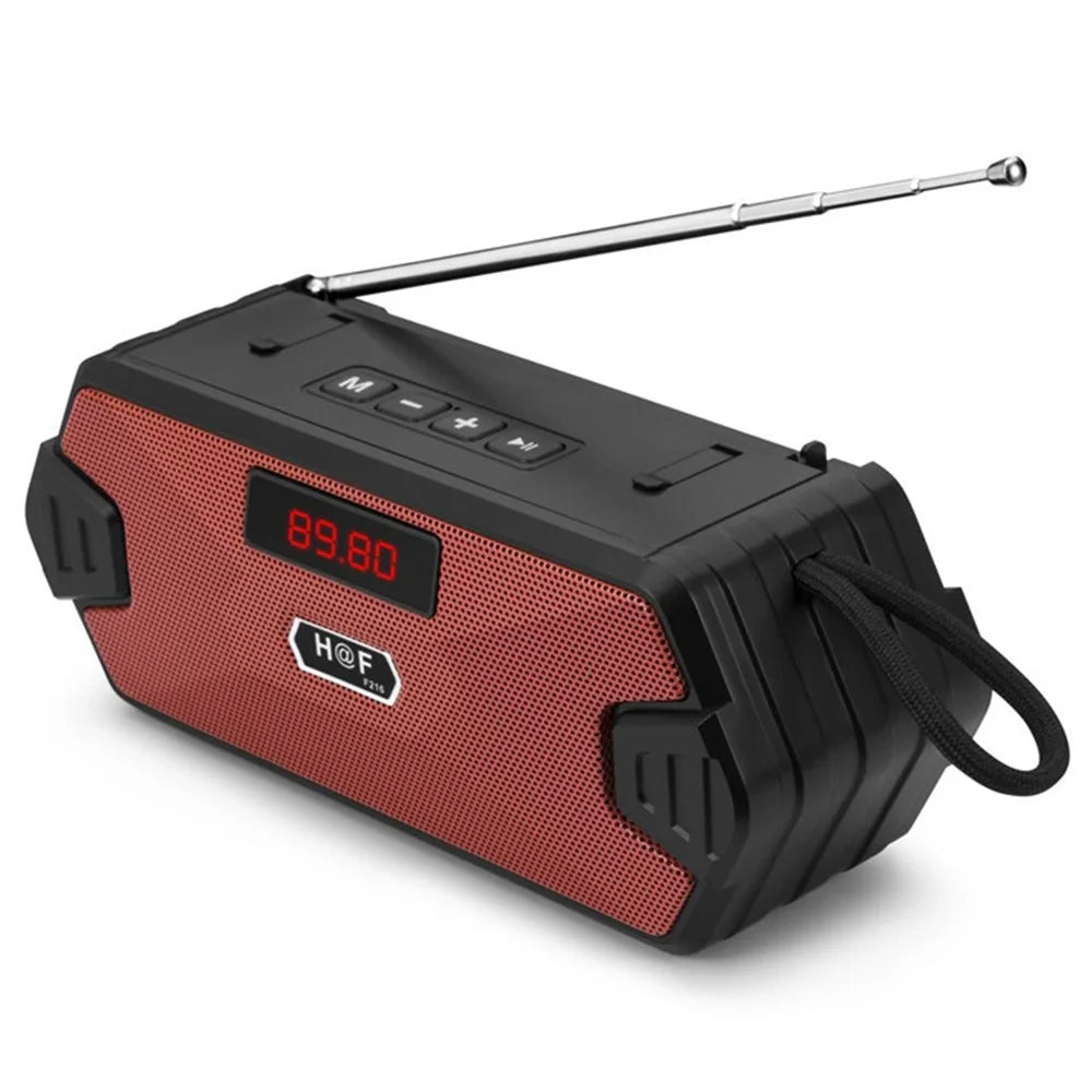 H/F-F216 Wireless Bluetooth-compatible Speaker Outdoor TF Card/U Disk Mini Subwoofer Portable Audio Voice Amp Support FM Radio with External Retractable Antenna/Phone Holder - Red - 2