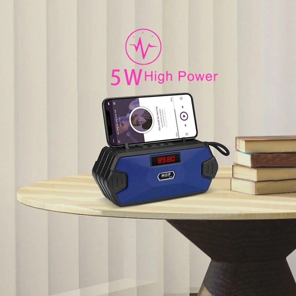 H/F-F216 Wireless Bluetooth-compatible Speaker Outdoor TF Card/U Disk Mini Subwoofer Portable Audio Voice Amp Support FM Radio with External Retractable Antenna/Phone Holder - Red - 6