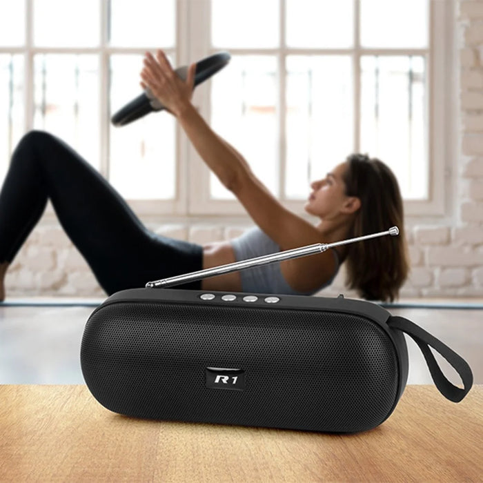 R1 FM Radio Portable Speaker TWS Bluetooth-compatible Bass Sound Subwoofer - Black - 2