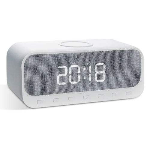 CYBORIS Bluetooth-compatible Speaker 15W Wireless Charger with LED Clock Alarm Function FM Radio Subwoofer - 1