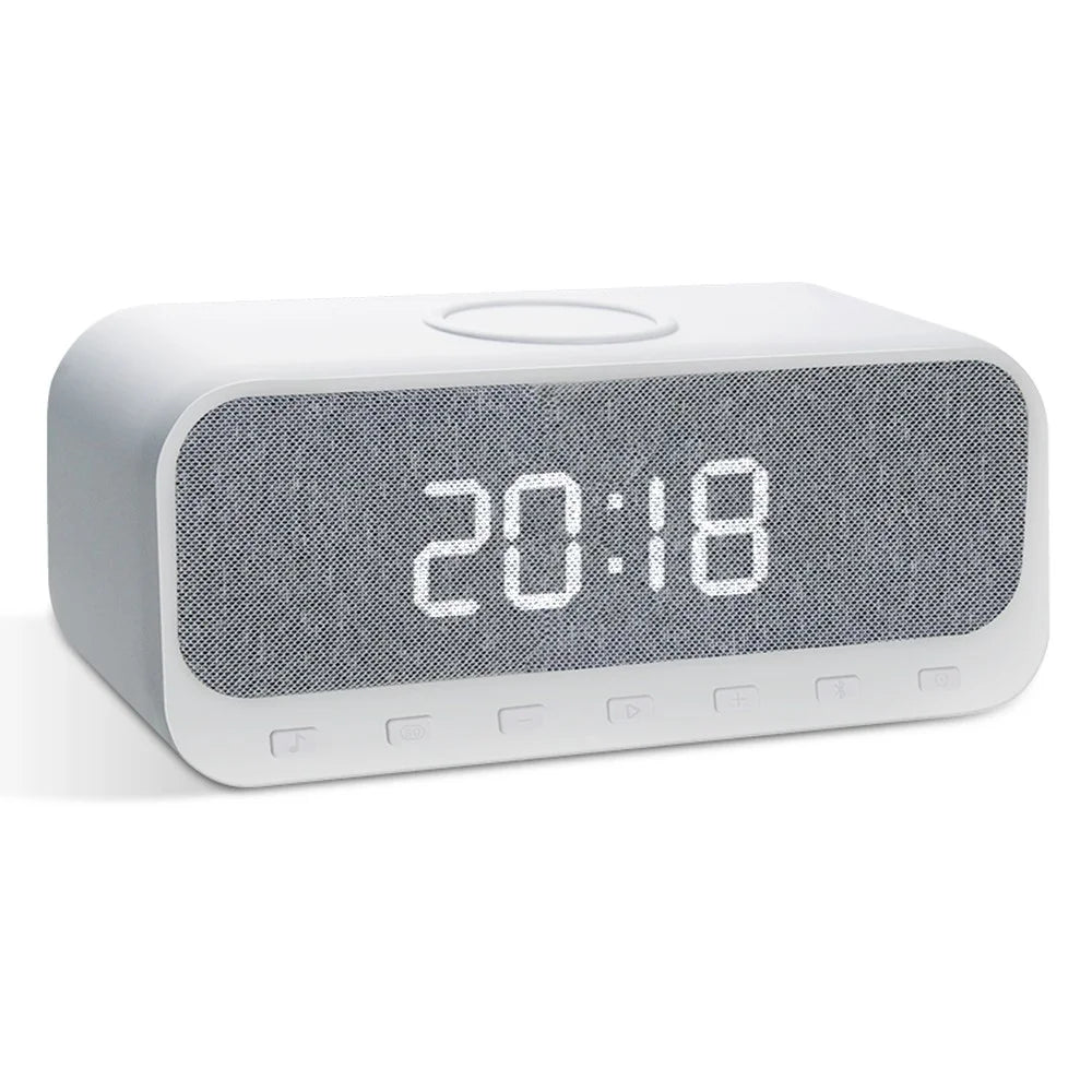 CYBORIS Bluetooth-compatible Speaker 15W Wireless Charger with LED Clock Alarm Function FM Radio Subwoofer - 1