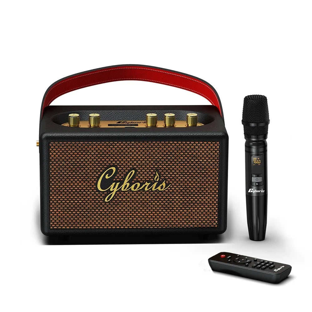 CYBORIS T9 Retro TWS Bluetooth-compatible Speaker Outdoor 80W Portable Subwoofer with Microphone and Remote Control - 1