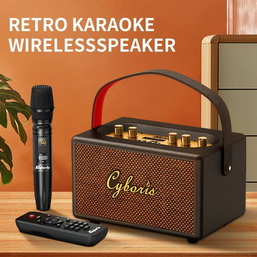 CYBORIS T9 Retro TWS Bluetooth-compatible Speaker Outdoor 80W Portable Subwoofer with Microphone and Remote Control - 2