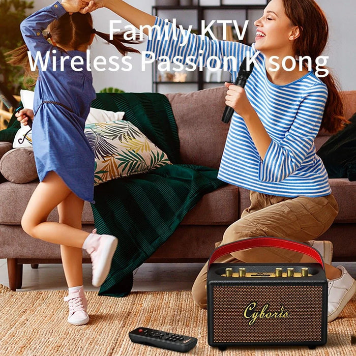 CYBORIS T9 Retro TWS Bluetooth-compatible Speaker Outdoor 80W Portable Subwoofer with Microphone and Remote Control - 7