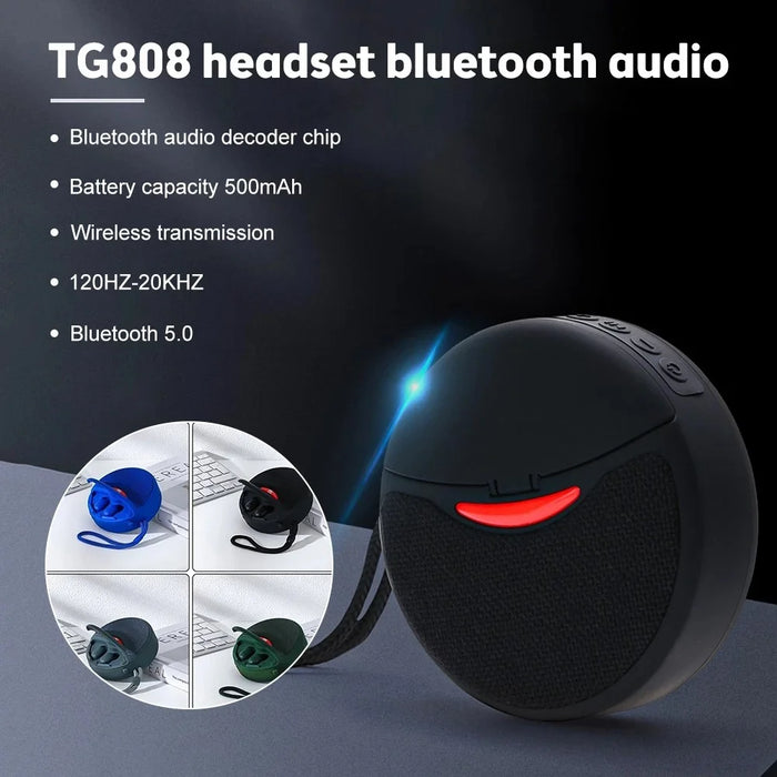 TG808 2-in-1 TWS Wireless Speaker Bluetooth-compatible Earphone Stereo Sound Subwoofer Supports Hands-free Call / TF Card Playback / FM - Black - 3