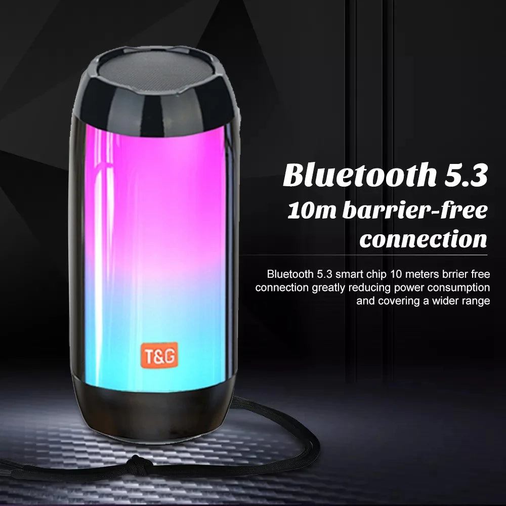 T&G TG643 Portable Bluetooth-compatible Column Speaker Wireless Waterproof Speaker Subwoofer Outdoor Bass Loudspeaker with LED Light (CE Certified) - Baby Blue - 3