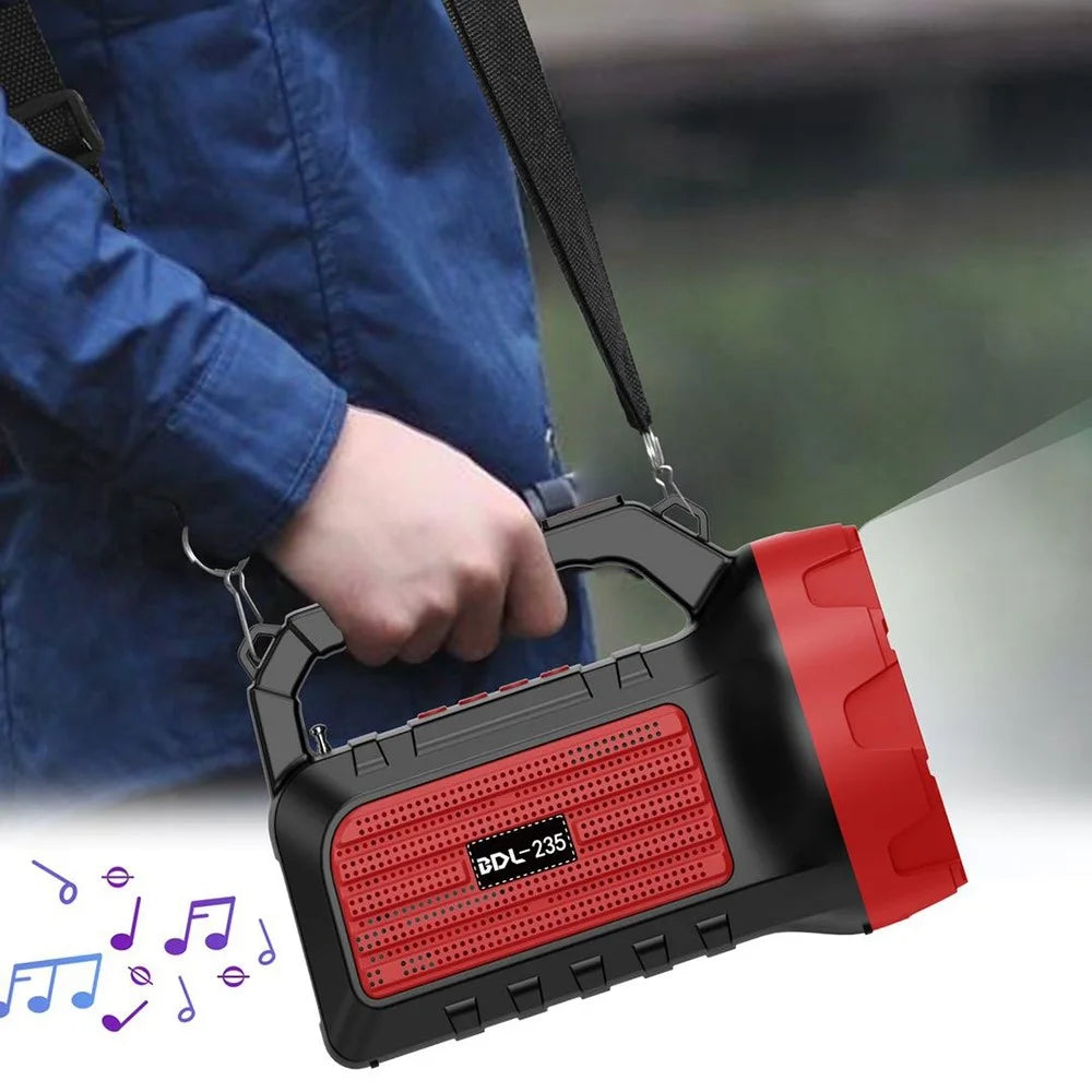 BDL-235 Portable Outdoor Solar Rechargeable Bluetooth-compatible Speaker LED Flashlight FM Radio Wireless Music Subwoofer Support TF / U-disk / AUX - Blue - 7