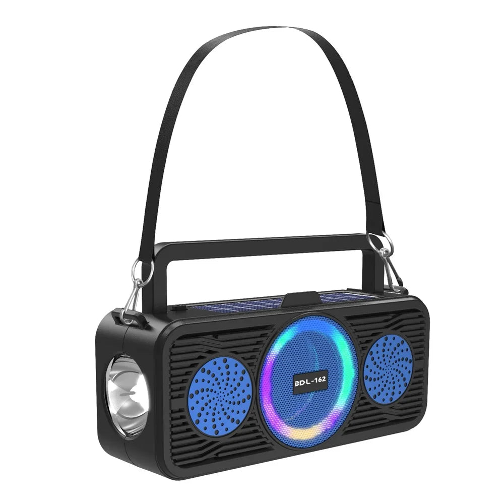 BDL-162 Solar Power Bluetooth-compatible Speaker with Colorful Ring Light Portable Outdoor Sport Fitness Wireless Music Subwoofer - Red - 2