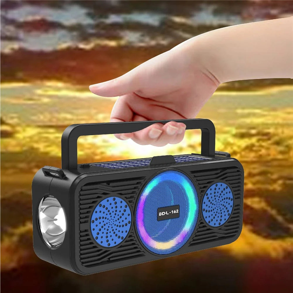 BDL-162 Solar Power Bluetooth-compatible Speaker with Colorful Ring Light Portable Outdoor Sport Fitness Wireless Music Subwoofer - Red - 3