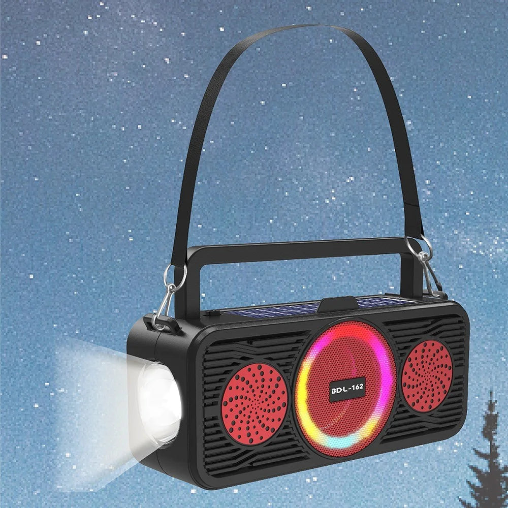 BDL-162 Solar Power Bluetooth-compatible Speaker with Colorful Ring Light Portable Outdoor Sport Fitness Wireless Music Subwoofer - Red - 4