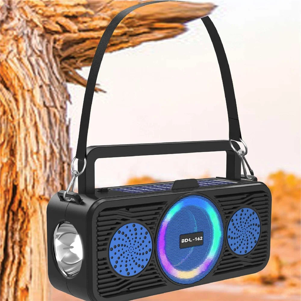BDL-162 Solar Power Bluetooth-compatible Speaker with Colorful Ring Light Portable Outdoor Sport Fitness Wireless Music Subwoofer - Red - 7