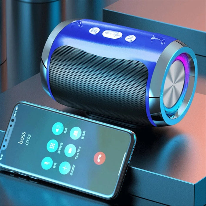 D16 Voice Control FM Radio Bluetooth-compatible Speaker Portable Outdoor Wireless Music Subwoofer Support TF Card / U-disk (without Light) - Blue - 4