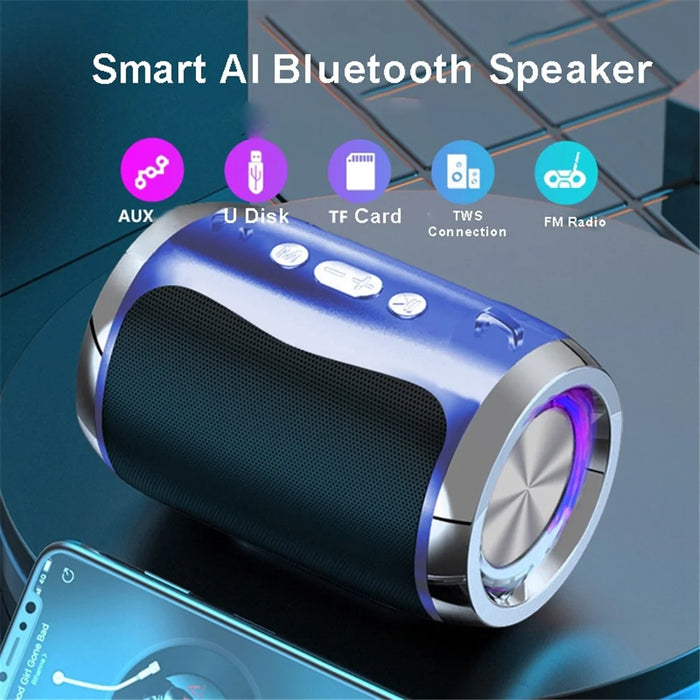 D16 Voice Control FM Radio Bluetooth-compatible Speaker Portable Outdoor Wireless Music Subwoofer Support TF Card / U-disk (without Light) - Blue - 6