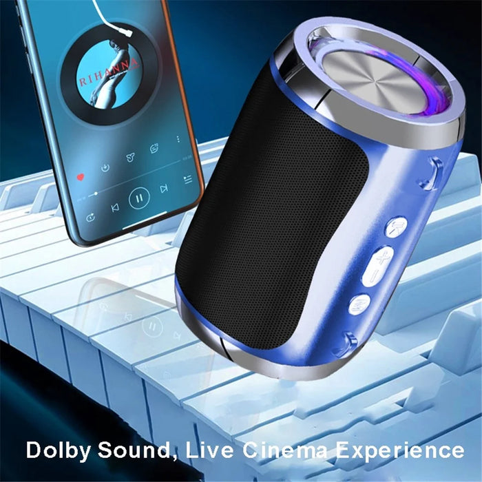 D16 Voice Control FM Radio Bluetooth-compatible Speaker Portable Outdoor Wireless Music Subwoofer Support TF Card / U-disk (without Light) - Blue - 7