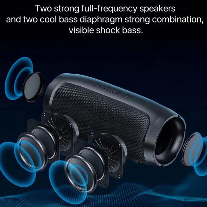 J016 Portable Outdoor Rechargeable Bluetooth-compatible Speaker Wireless Music Subwoofer Support TF Card / U-Disk Playback - Black - 4