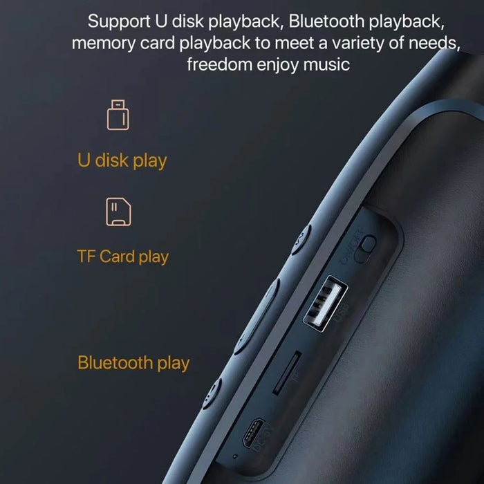 J016 Portable Outdoor Rechargeable Bluetooth-compatible Speaker Wireless Music Subwoofer Support TF Card / U-Disk Playback - Black - 7